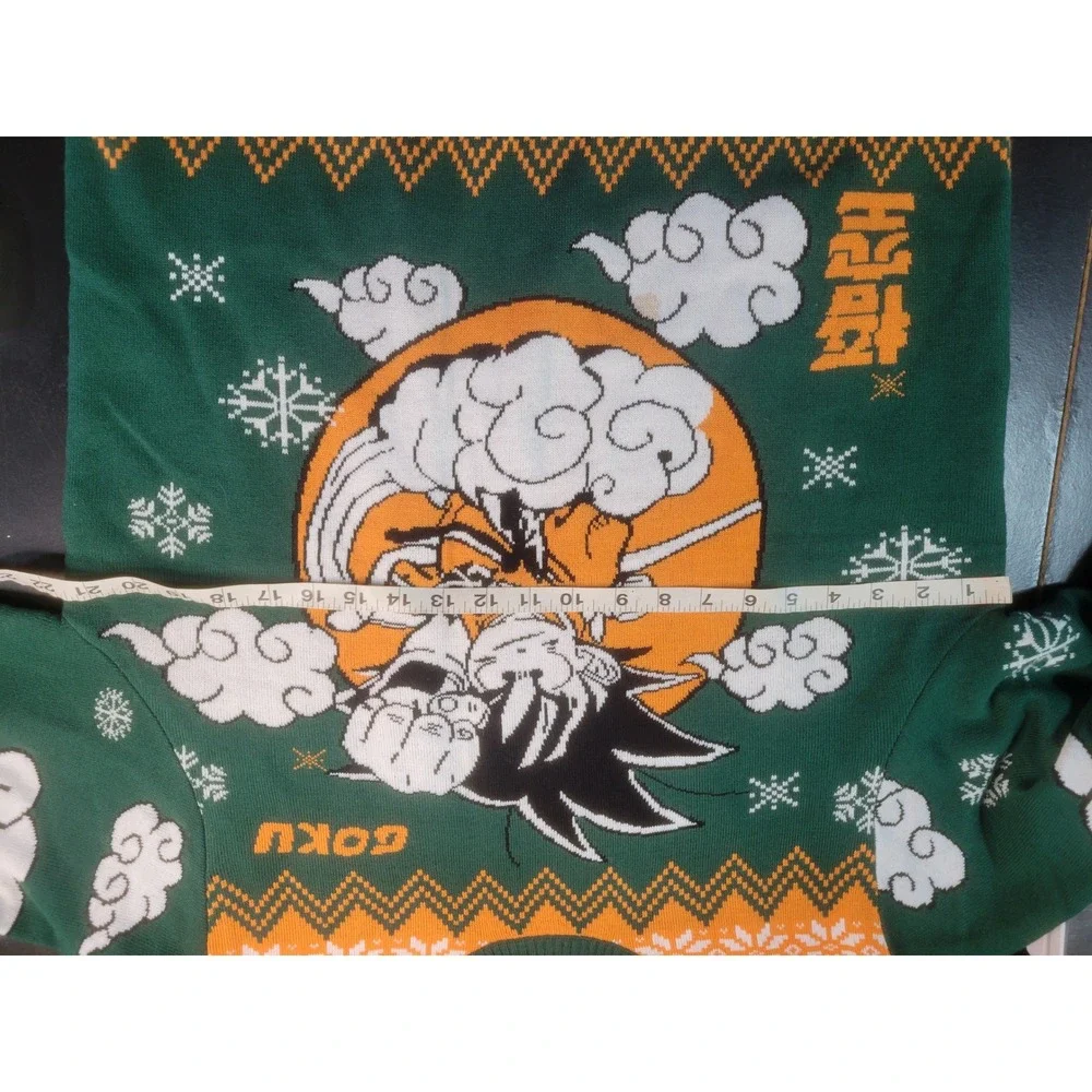 Dragon Ball Goku Ugly Christmas Sweater Green Orange Kid Goku Nimbus Mens Large